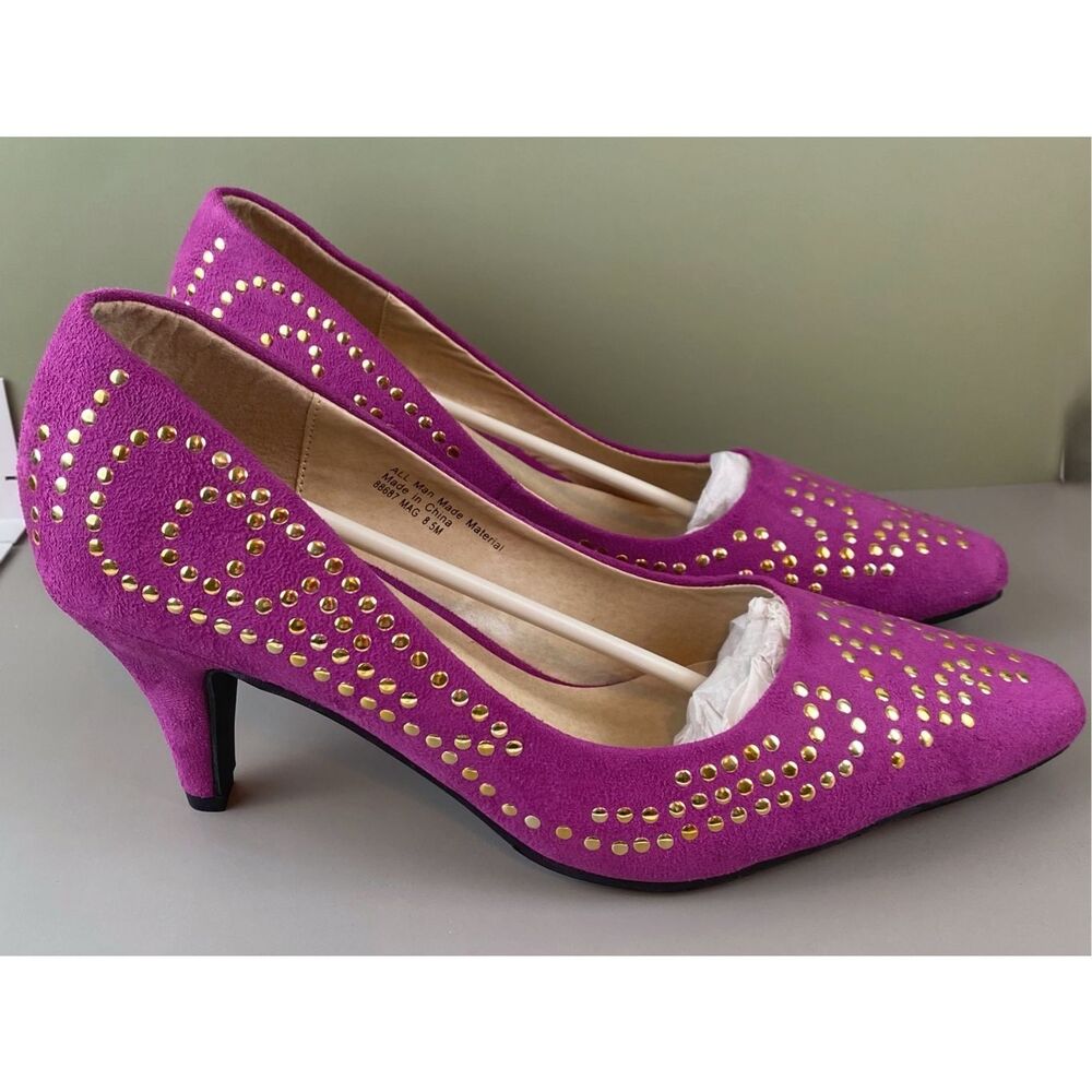 New Boston Proper fuchsia stuuded high heels Size 8.5 - Picture 3 of 7